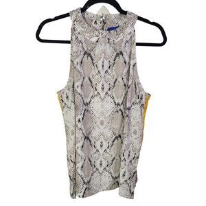 Apt. 9 Womens Sz L Tan White Snakeskin Sleeveless Blouse